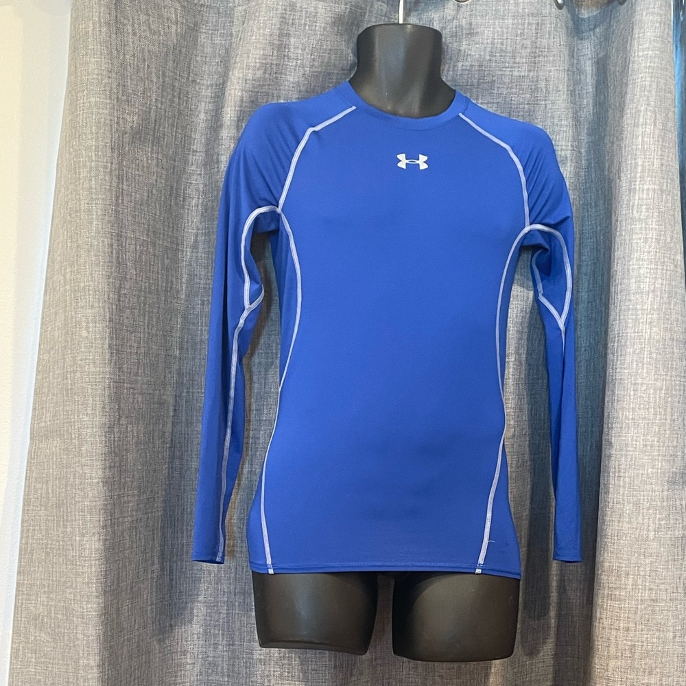Under Armour Heat Gear Long Sleeve Compression Crew Neck Shirt Mens MBlue